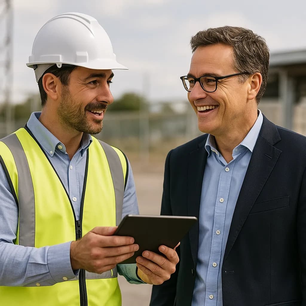 Picture of a surveyor and client using Keyframe on an ipad